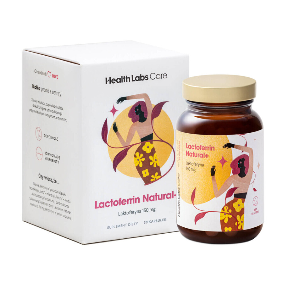 Health Labs Lactoferrin Kit Natural+, Lactoferrin, 3 x 30 Kapseln + Gratis-Beutel