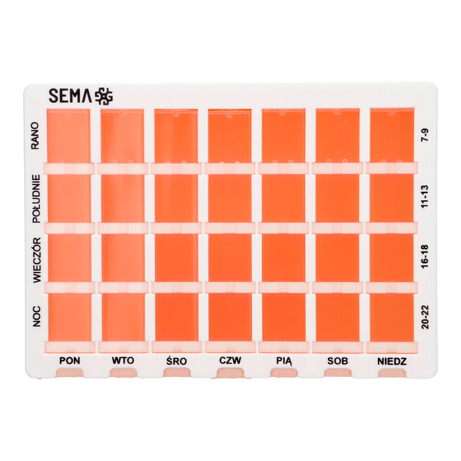 SEMA Protect, wöchentliche Medikamentenbox mit vier Kammern