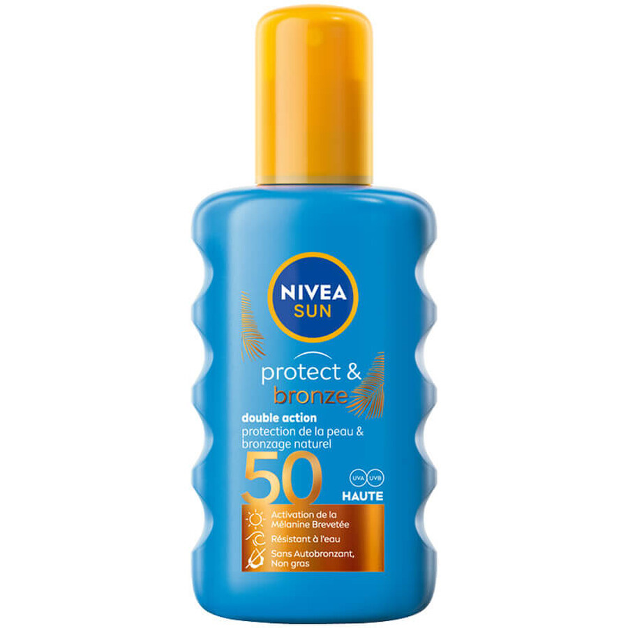 Nivea Sun Luminous 630 Set, flüssiger Sonnenschutz für das Gesicht, SPF 50+, 50 ml + Spray-Bräunungslotion, SPF 50, 200 ml + Bräunungslotion, SPF 30, 30 ml gratis