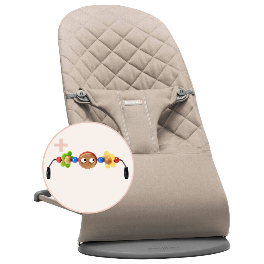 BabyBjorn Bliss Columpio BabyBjorn Bliss con barra de juguetes incluida, 3,5 - 13 kg, Gris arena, BabyBjorn