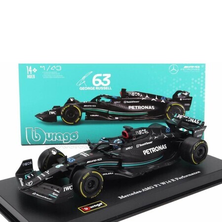 Mercedes-AMG F1 W14 E Performance met George Russell helm, +14 jaar, 1:43, Bburago