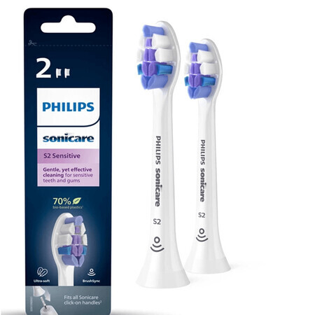 Cabezales de recambio para el cepillo Sonicare S2 Sensitive de Philips, 2 piezas, HX6052/10, Philips