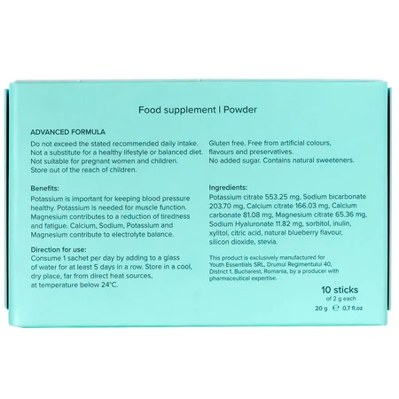 Supplement op basis van elektrolyten Aqua Revive, 10 sachets x 2 g, Youth Essentials