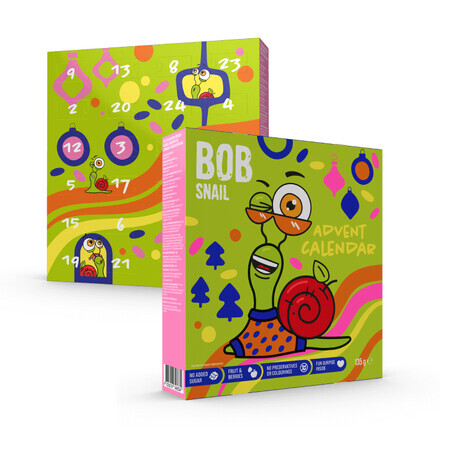 Advent calendar with natural snacks and toys, Bob Snail