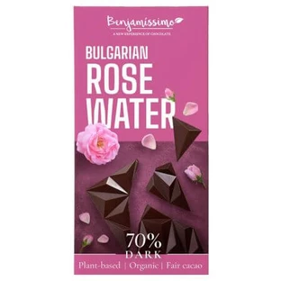 Bio-Bitterschokolade 70% mit Rosenwasser, 60 g, Benjamissimo