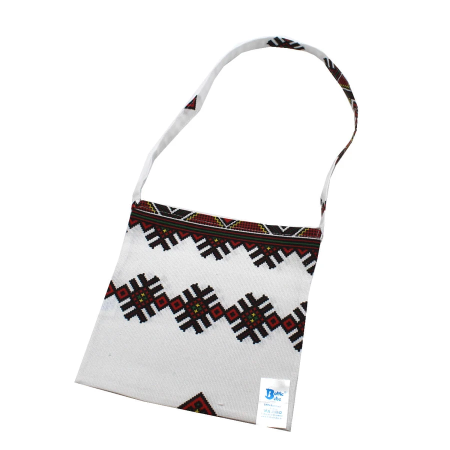 Borsa Carol in cotone, 22 x 22 cm, Steluta bianco/verde, Baltic Bebe