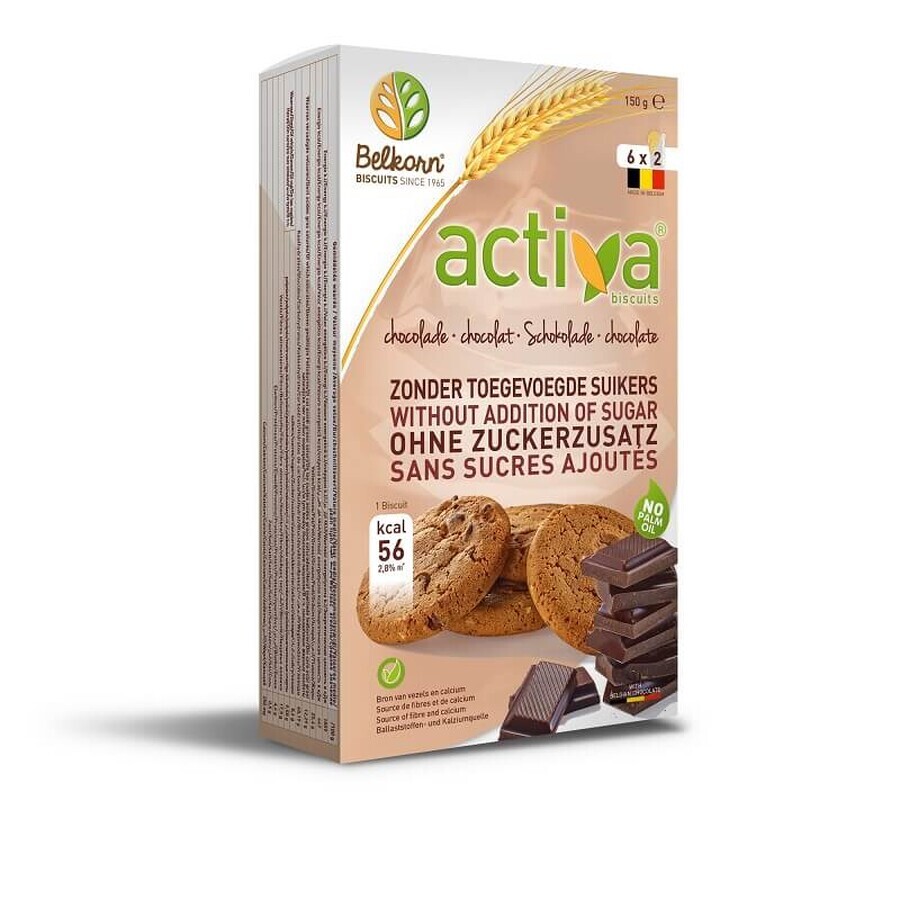 Biscuiti activa cu ciocolata (fara zahar adaugat) 150 gr Belkorn