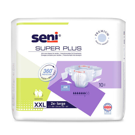 Seni Super Plus, Windeln, 2X-Large, 160-210 cm, 10 Stück