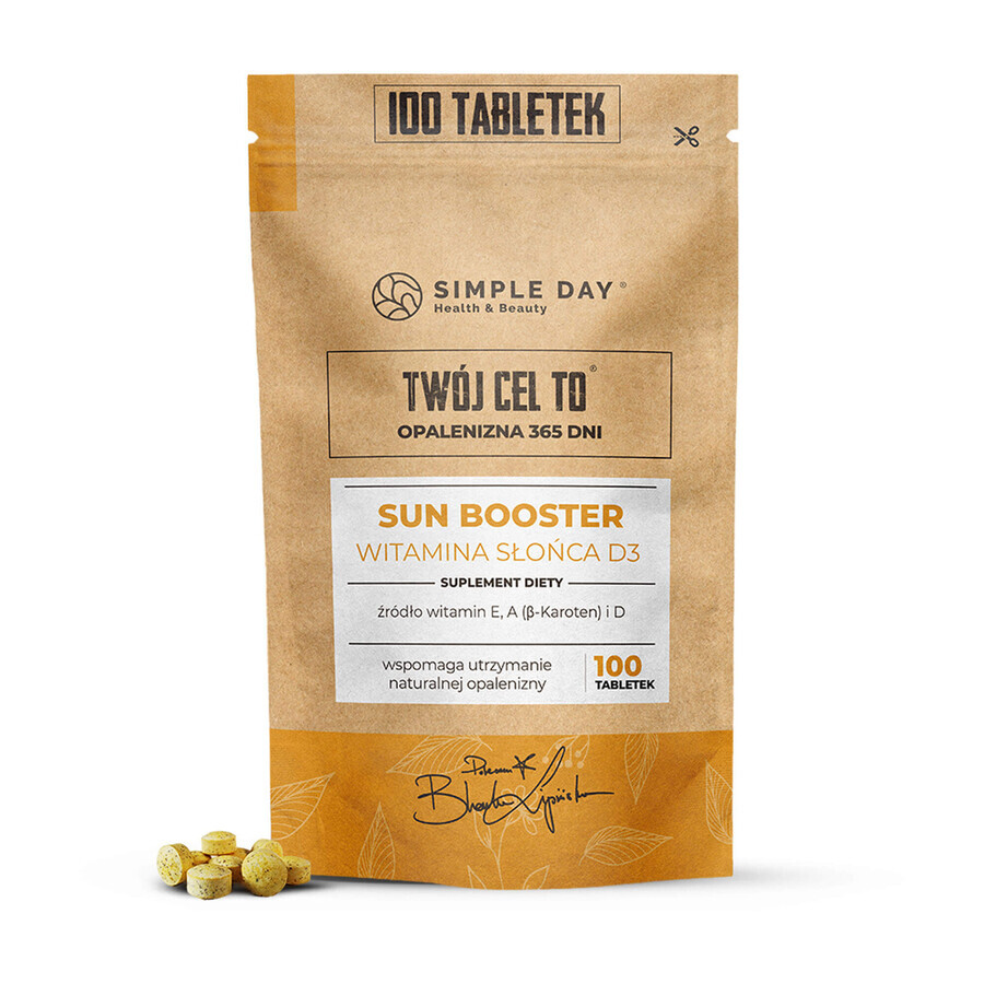 Simple Day Sun Booster, vitamines E, A et D, 100 comprimés