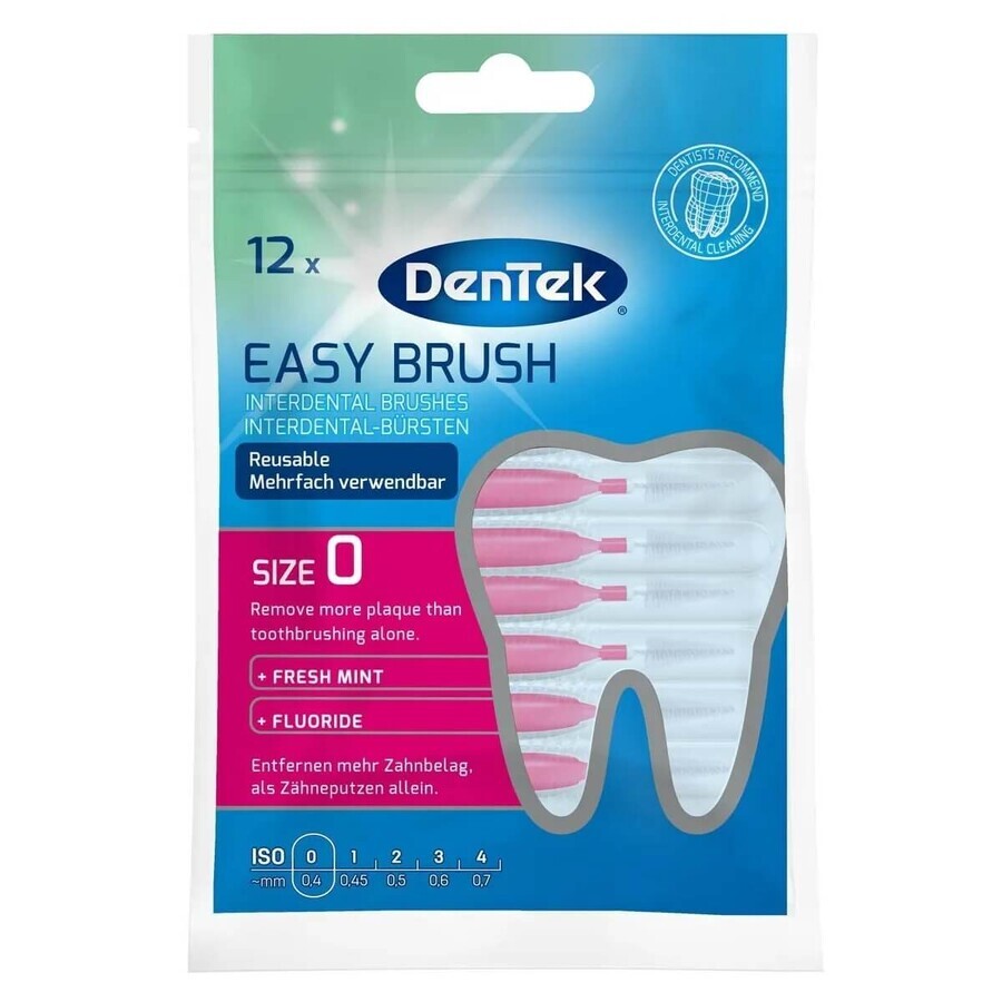 Set DenTek Easy Brush, perii interdentare, dimensiunea 0, 0.4 mm, 3 x 12 bucăți