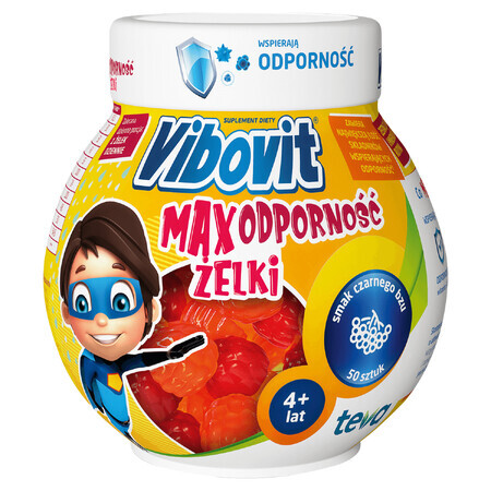 Vibovit Max Immunity Gels, plus de 4 ans, goût sureau, 50 pièces