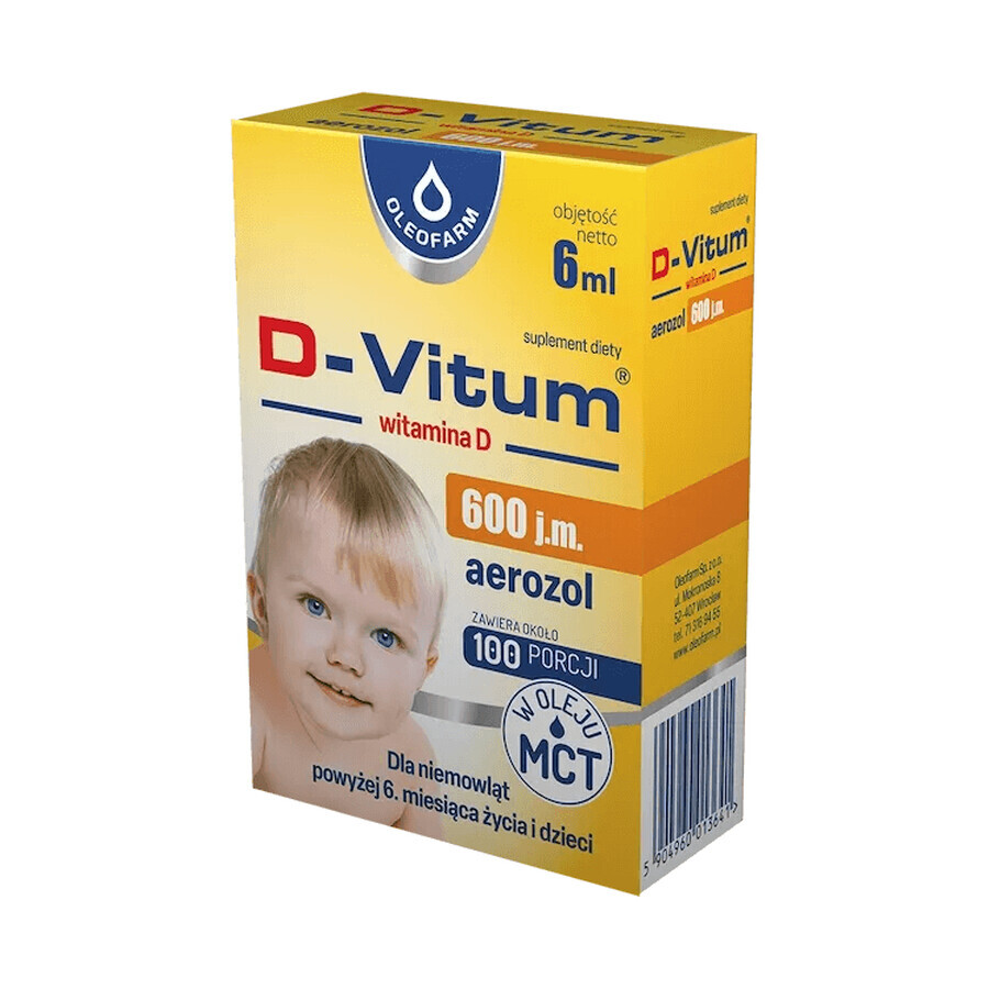 D-Vitum 600 IU, Vitamin D für Säuglinge ab 6 Monaten, Aerosol, 6 ml