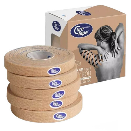 CureTape Classic, kinesiologisches Band, beige, 1 cm x 5 m, 5 Stück