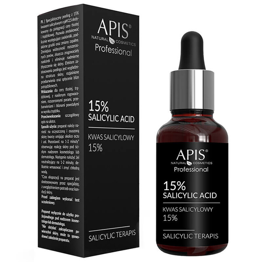 Apis Professional Acido salicilico 15%, peeling specializzato, 30 ml