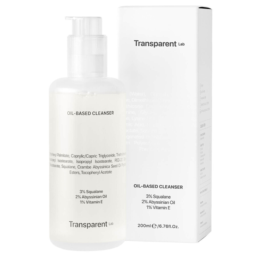 Transparent Lab Oil Based Cleanser, ulei de curățare profundă pentru față, 200 ml