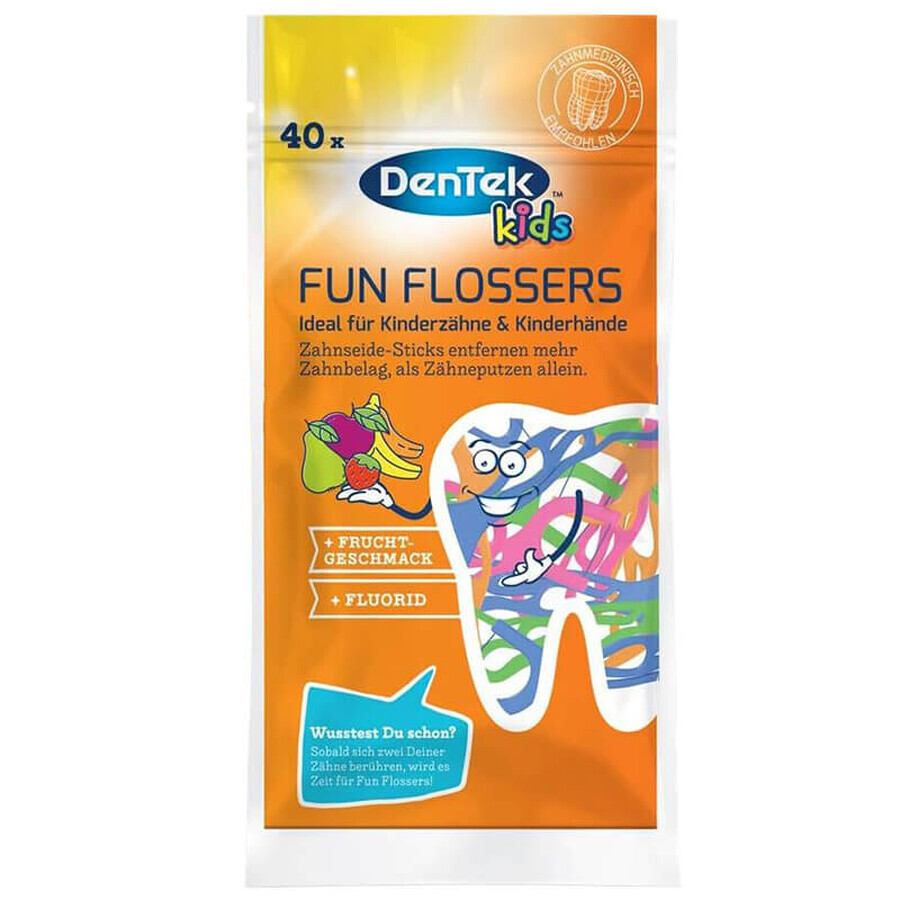 DenTek Kids Fun Flosser set, scovolini per bambini, 3 x 40 pezzi