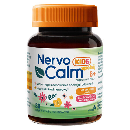 NervoCalm Kids Calm 6+, gelatine, gusto lampone, 30 pezzi