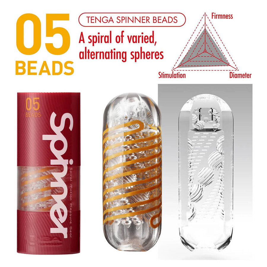 Tenga Spinner, masturbador reutilizable, 05 perlas, 1 ud.