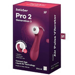 Satisfyer Pro 2 Generation 3 Connect App, masseur clitoridien vibrant sans contact contrôlé par application, rouge