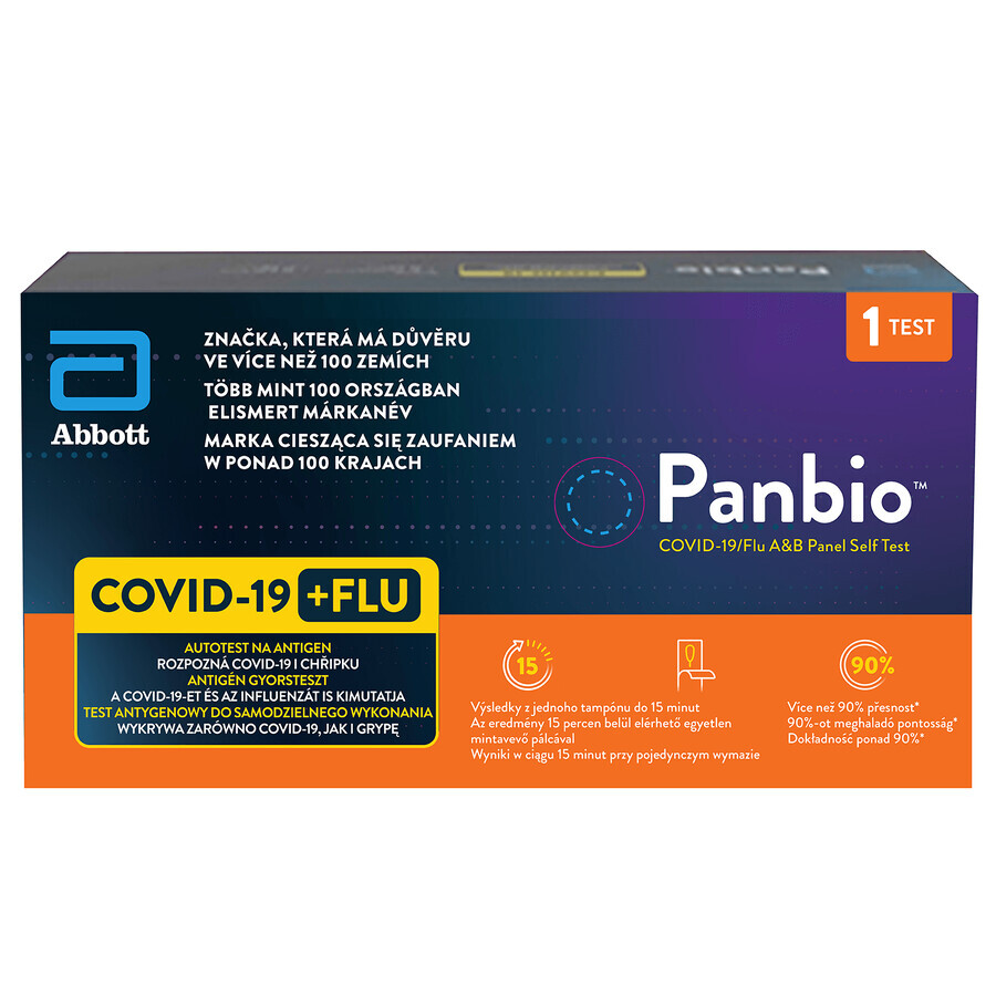 Panbio Covid-19/Flu Covid-19/Flu A&b Panel Combo Self Test, rapid test for the detection of 3 viruses, 1 pc