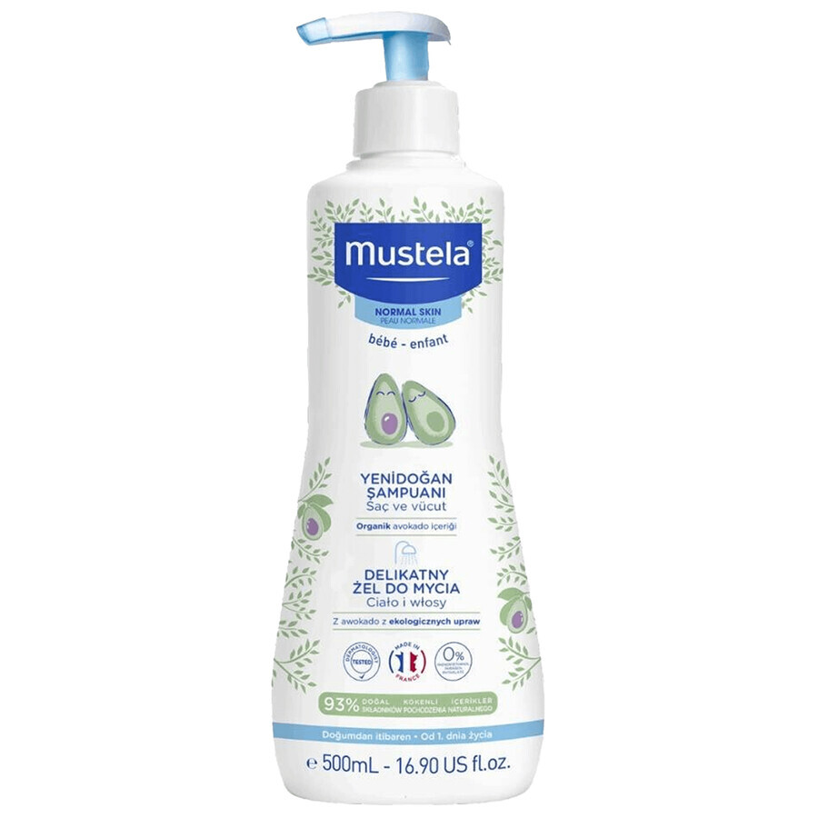 Mustela Bebe Enfant set, first day body wash gel 500 ml + first day body milk 500 ml