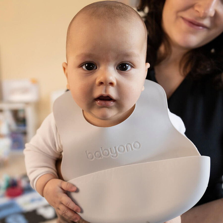 BabyOno, bavoir doux avec poche et fermeture réglable, rose, dès 6 mois