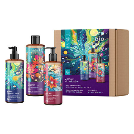 Vianek prebiotic hair kit, Kopfhautpeeling, 150 ml + Kopfhautpeeling, 150 ml + stärkendes Shampoo, 300 ml