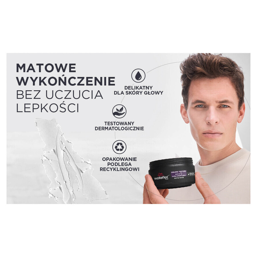 Set Wella Wellaflex Men, pasta per lo styling opaco, tenuta ultra forte, 75 ml + gel addensante Full Boost, 150 ml