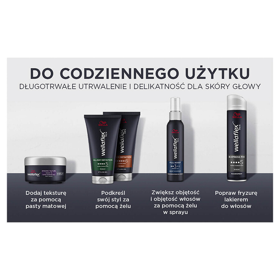 Set Wella Wellaflex Men, pasta per lo styling opaco, tenuta ultra forte, 75 ml + gel addensante Full Boost, 150 ml