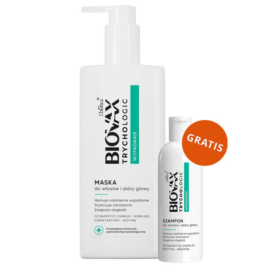 Biovax Trychologic Prolaps, Maske für Haare und Kopfhaut, 200 ml + Shampoo für Haare und Kopfhaut, 50 ml gratis