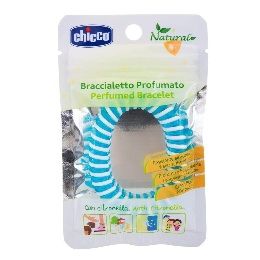 Chicco Natural, 2 in 1 duftendes Armband und Radiergummi, blau, 1 Stück