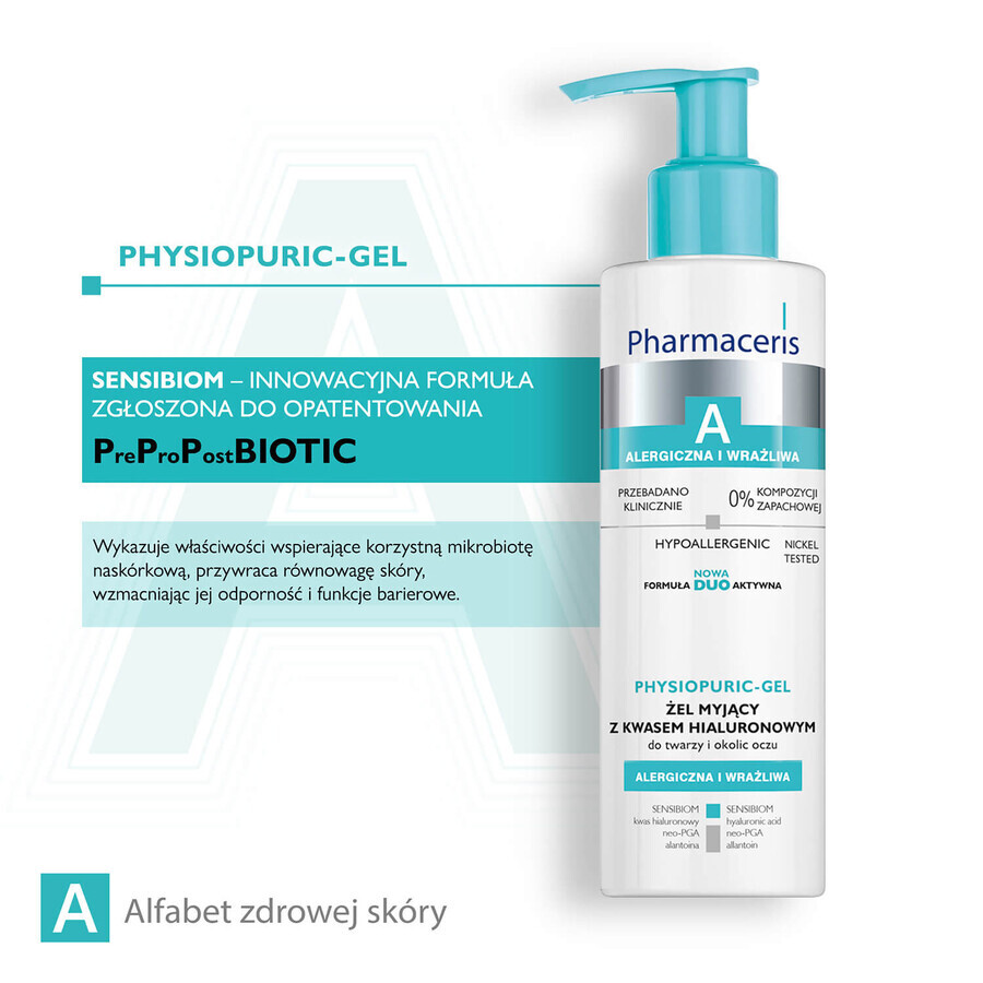 Pharmaceris A Physiopuric-Gel, wasgel met hyaluronzuur, 190 ml + Hyaluro-Sensibio, intensief hydraterend serum, 4 ml gratis