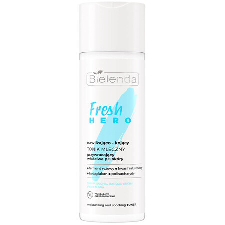 Bielenda Fresh Hero, hydraterende en verzachtende toniserende melk om de pH-waarde van de huid te herstellen, 200 ml