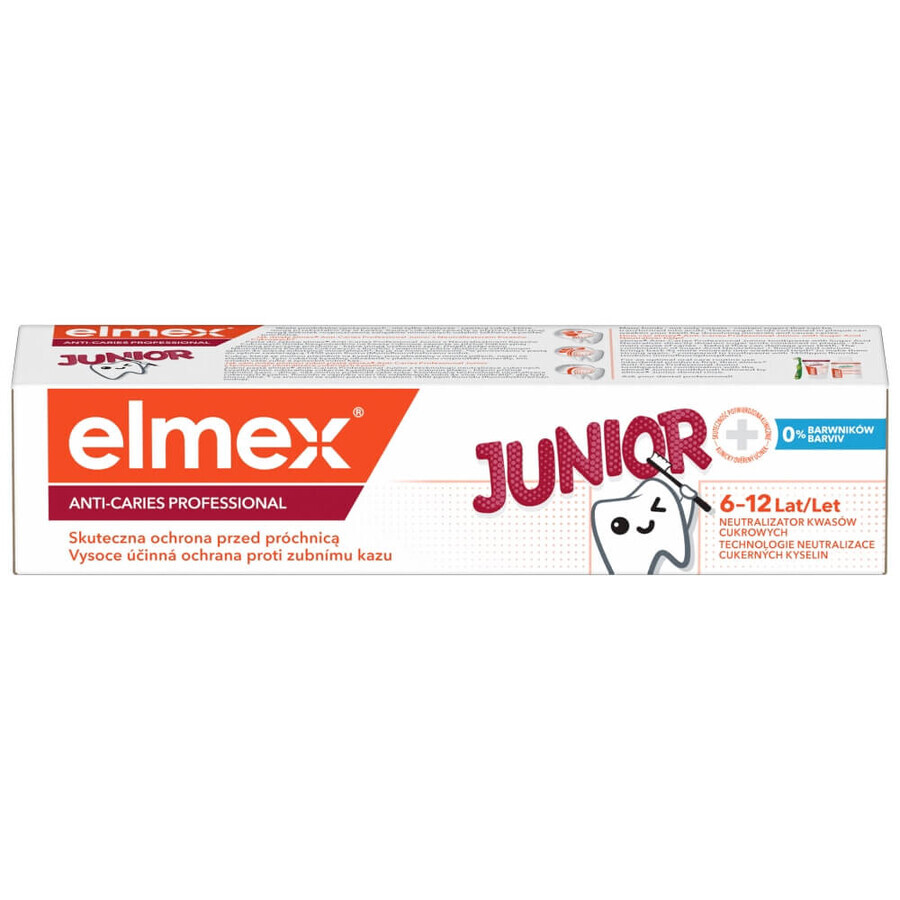 Elmex Anti-Karies Professional Junior, Zahnpasta für Kinder, 6-12 Jahre, 75 ml