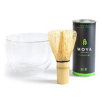 Moya Matcha Matcha Starter Kit, Matcha Traditioneller japanischer Matcha-Tee aus biologischem Anbau, 30 g + Teekanne aus Glas, 1 Stück + Chasen, Matcha-Besen, 1 Stück