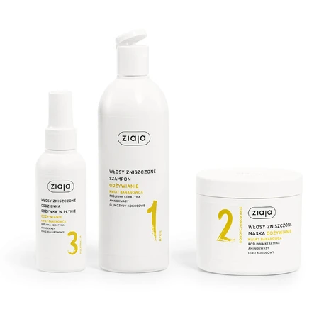 Ziaja Roślinnie Pielęgnujemyemyy Odżywianie Kwiat Bananowca, après-shampooing liquide, cheveux abîmés, 125 ml