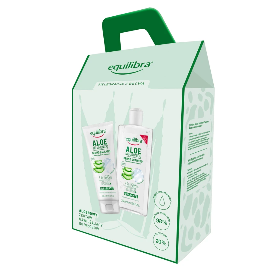 Set Equilibra Aloe, feuchtigkeitsspendendes Aloe-Shampoo 265 ml + feuchtigkeitsspendende Aloe-Spülung 200 ml