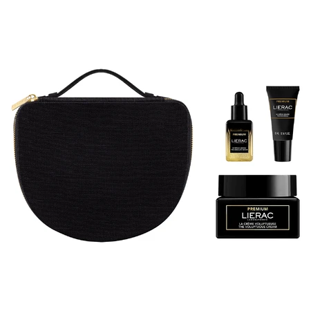 Set Lierac Premium, cremă anti-îmbătrânire, 50 ml + ser, 13 ml + cremă de ochi, 5 ml + geantă cosmetică cadou