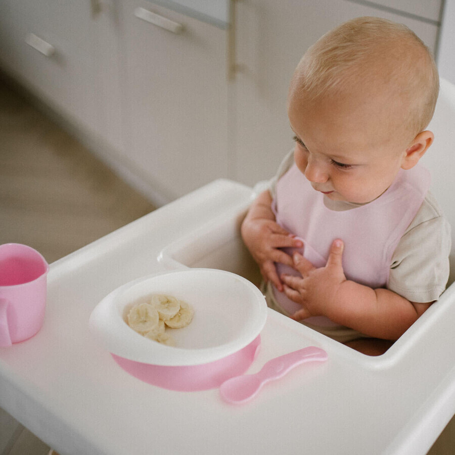 BabyOno, ultradünnes Silikon-Lätzchen, rosa, ab 6 Monaten, 1 Stück