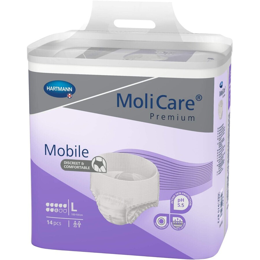 Molicare Premium Mobile 8 gocce L Viola Pantaloni per pannolini elasticizzati 14 pezzi