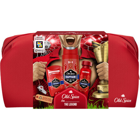 Old Spice Footballer: Set aus festem Deodorant + Deo-Spray und Captain Duschgel mit Sandelholz- und Zitrusnoten