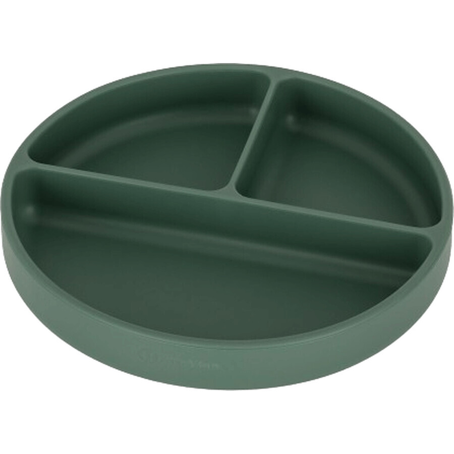 Petite&Mars Take&Match Misty Green 6m+ assiette à partager ronde en silicone