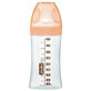 Glasflasche mit sensorischer Funktion und antikolikischem Flachsauger Debit 2, Caprioara, 0-6 Monate, 270 ml, Dodie