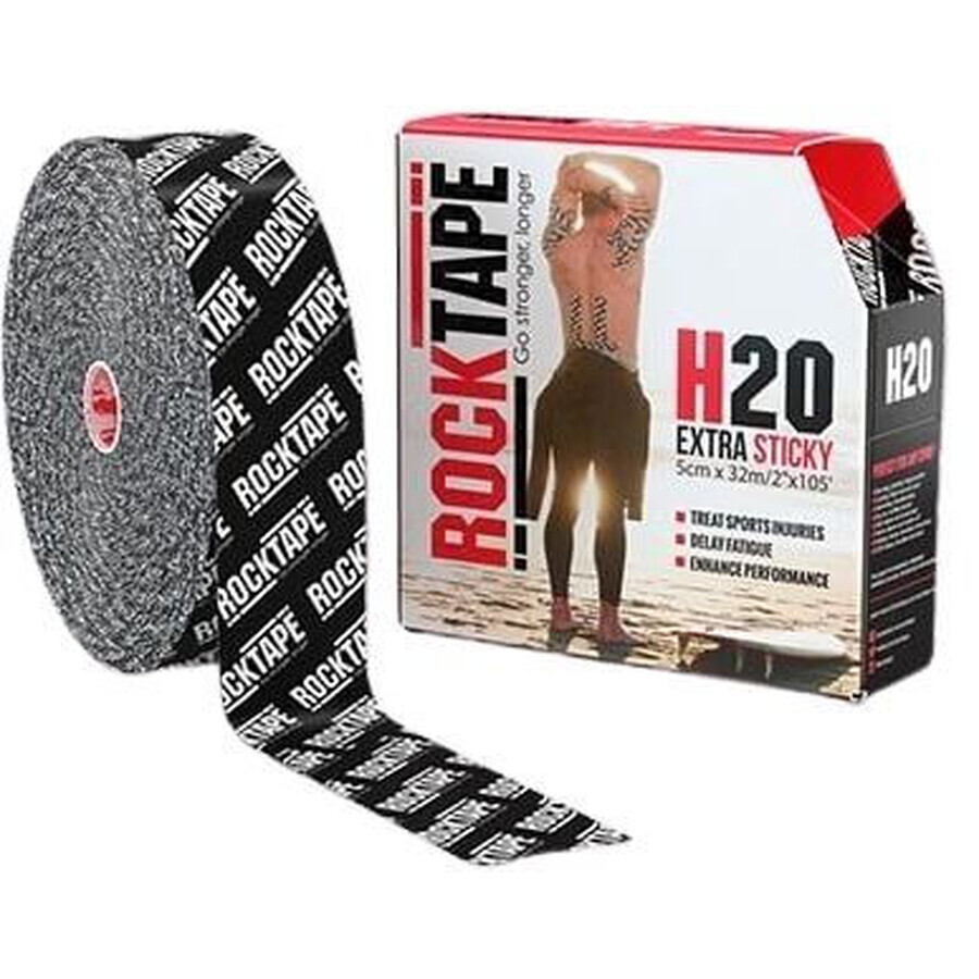 RockTape H2O Nastro kinesiologico sciolto - logo nero 32 m