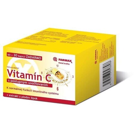 Farmax Vitamina C a lento rilascio 500 mg + estratto di rosa canina 90 capsule