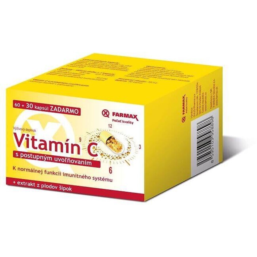 Farmax Vitamina C a lento rilascio 500 mg + estratto di rosa canina 90 capsule