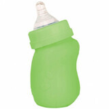 Biberon inclinat din sticla cu protectie de silicon, Verde, 147 ml, Green Sprouts