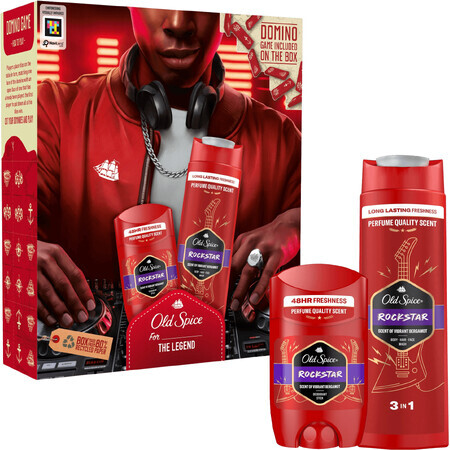 Old Spice Rockstar Geschenkset mit 50ml festem Deodorant und 400ml Duschgel