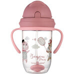 Baby Trinklerntasse Nicht fließender Strohhalm Trinklerntasse 6m+ Bonjour Paris rosa 270 ml