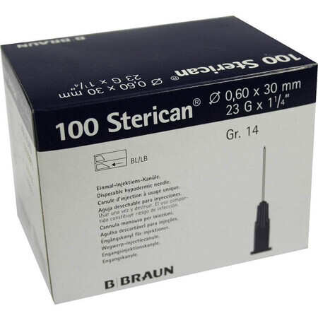 B.Braun BB BB Sterican Einwegnadel blau 0,6x30mm, Stück 100 Stück